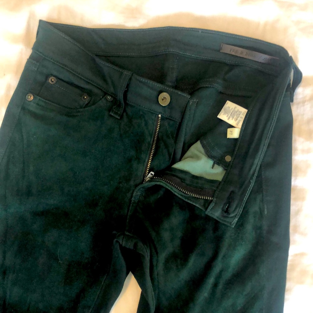 Rag & Bone suede skinny jeans in Forest;